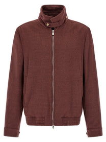 Brunello Cucinelli Virgin Wool Beaver Bomber Jacket Red