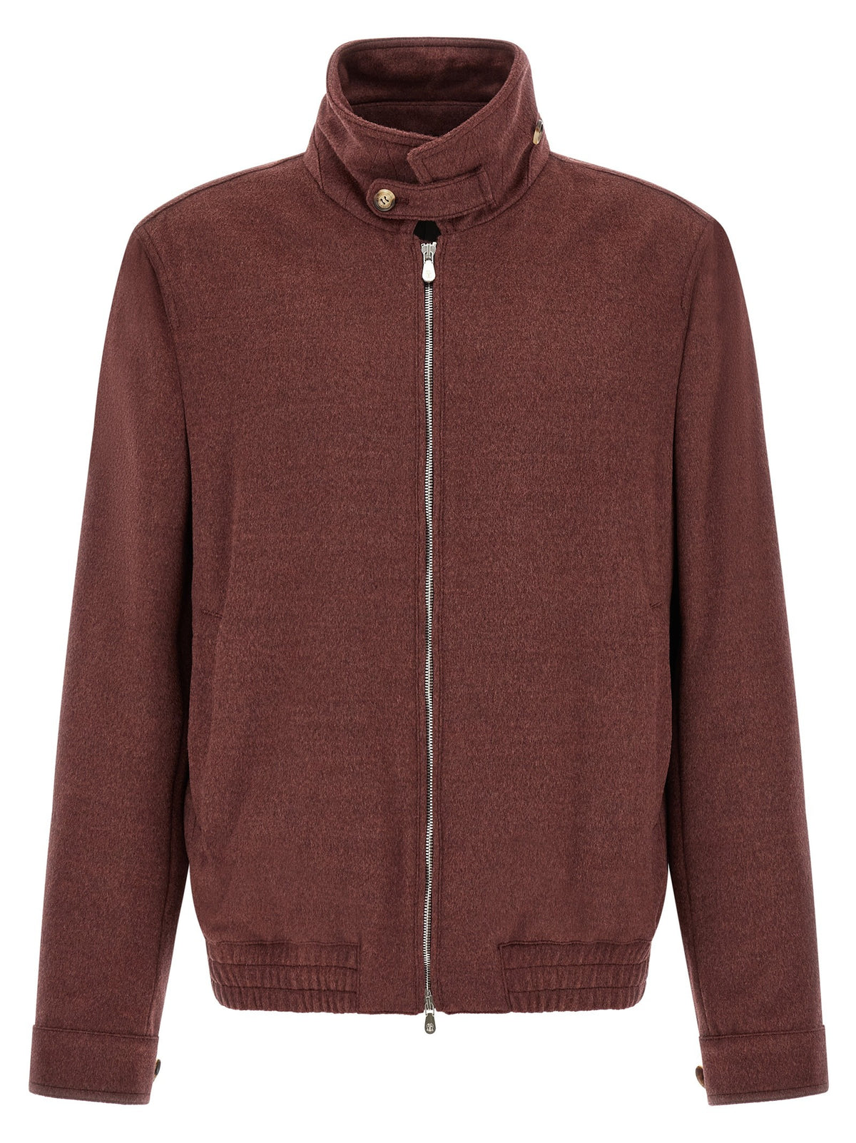 Brunello Cucinelli Virgin Wool Beaver Bomber Jacket Red, view 2