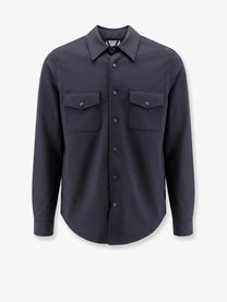 ASPESI Men's Virgin Wool Blend Shirt Jacket Blue