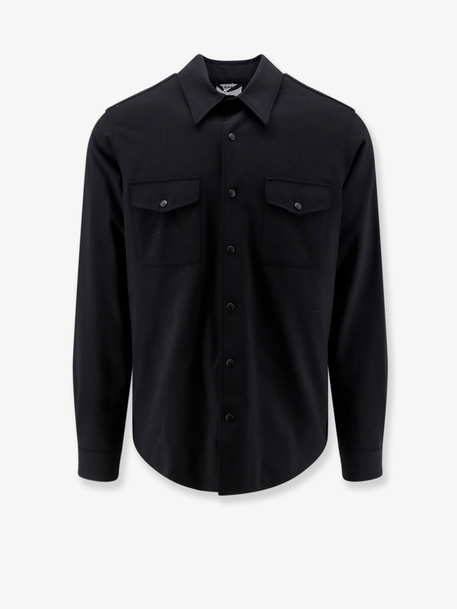 ASPESI Men's Virgin Wool Blend Shirt Jacket Black