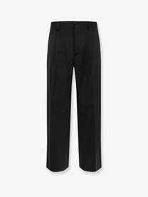 Laneus Men's Virgin Wool Blend Trousers Black