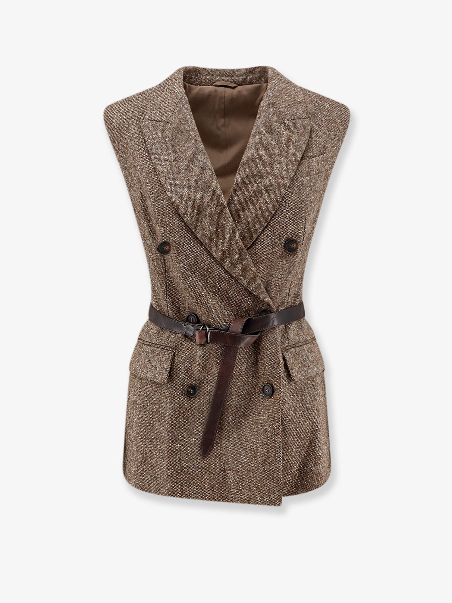 Brunello Cucinelli Women's Virgin Wool Blend Vest Brown