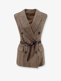Brunello Cucinelli Women's Virgin Wool Blend Vest Brown