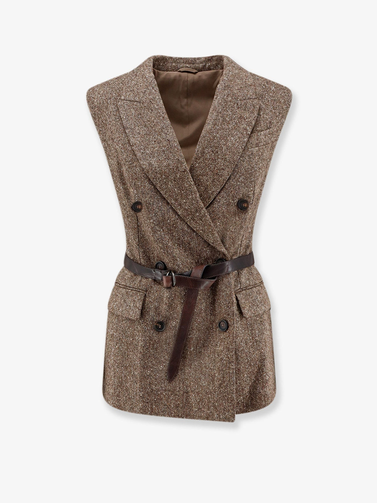 Brunello Cucinelli Women's Virgin Wool Blend Vest Brown