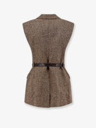 Brunello Cucinelli Women's Virgin Wool Blend Vest Brown, view 2
