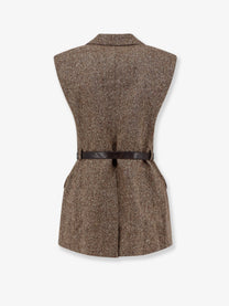 Brunello Cucinelli Women's Virgin Wool Blend Vest Brown