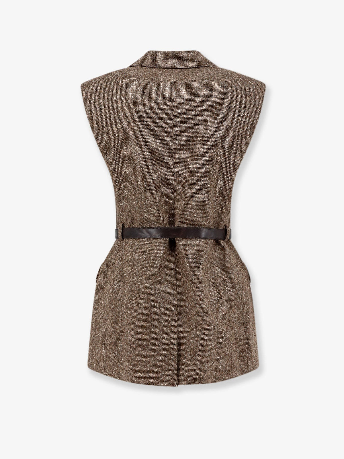 Brunello Cucinelli Women's Virgin Wool Blend Vest Brown, view 2