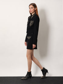 Versace Women's Virgin Wool Mini Skirt Black
