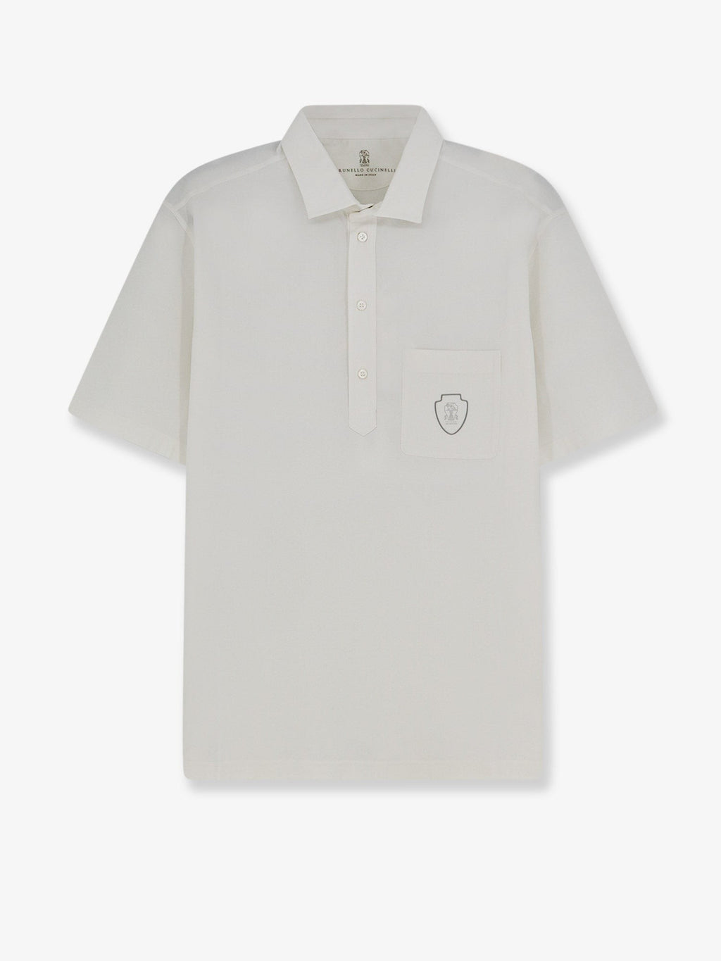 Brunello Cucinelli Men's Heraldic Polo Shirt White