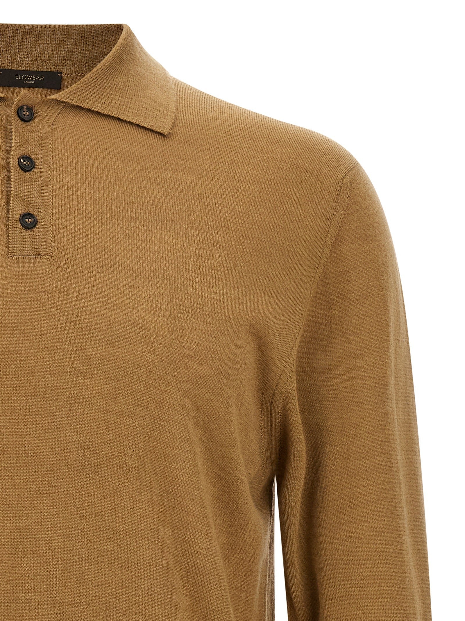 Zanone Virgin Wool Polo Shirt Beige
