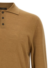 Zanone Virgin Wool Polo Shirt Beige
