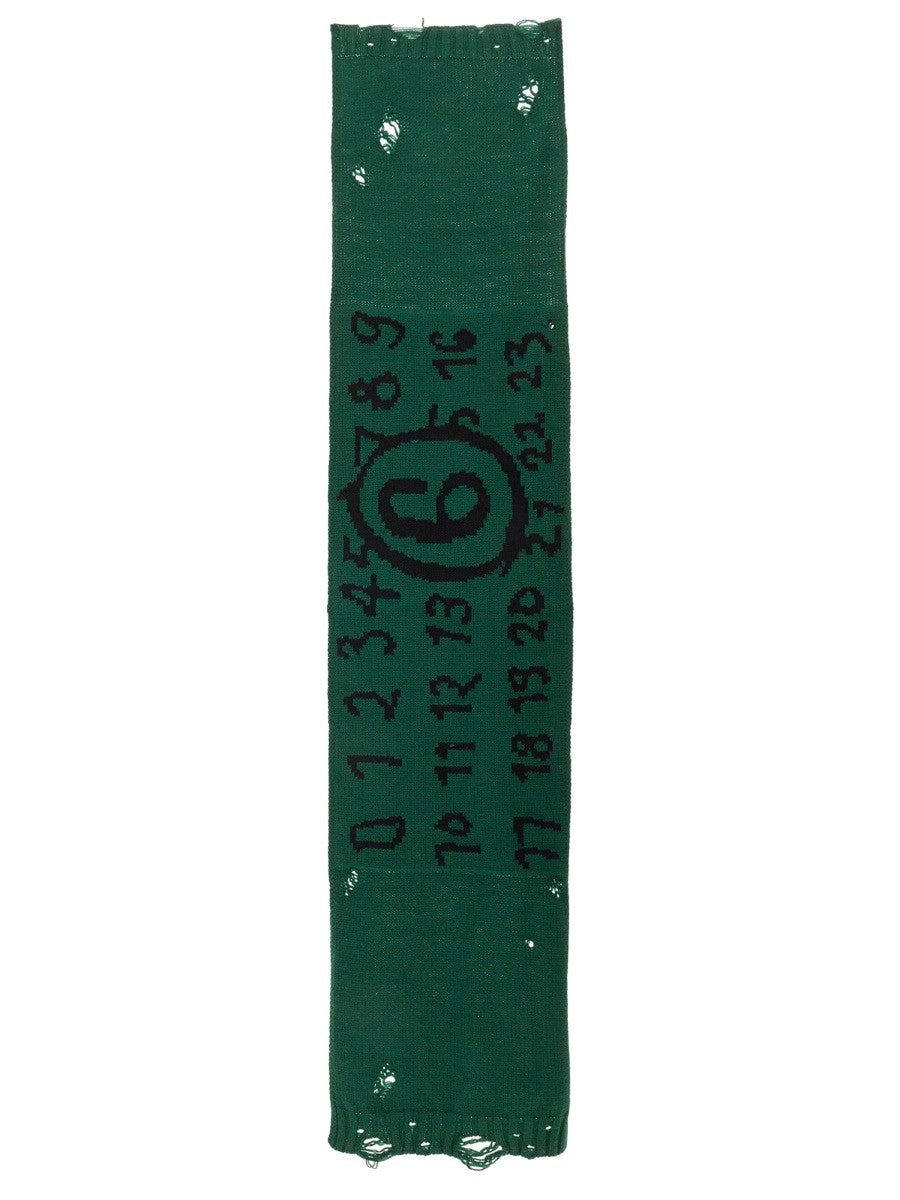 MM6 Maison Margiela Women's Virgin Wool Scarf Green MM6 Maison Margiela