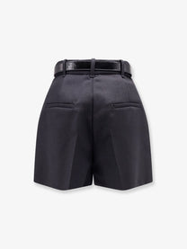 Elisabetta Franchi Women's Belted Wool Shorts Black, view 2