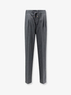 Brunello Cucinelli Men's Virgin Wool Trousers Grey