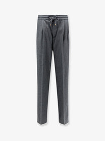 Brunello Cucinelli Men's Virgin Wool Trousers Grey