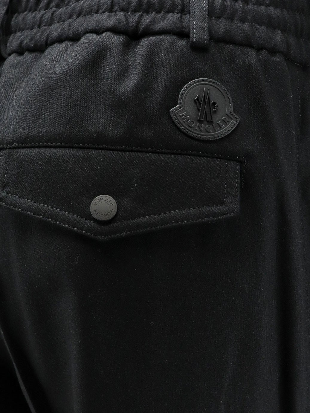 Moncler Men's Virgin Wool Trousers Black, view 3