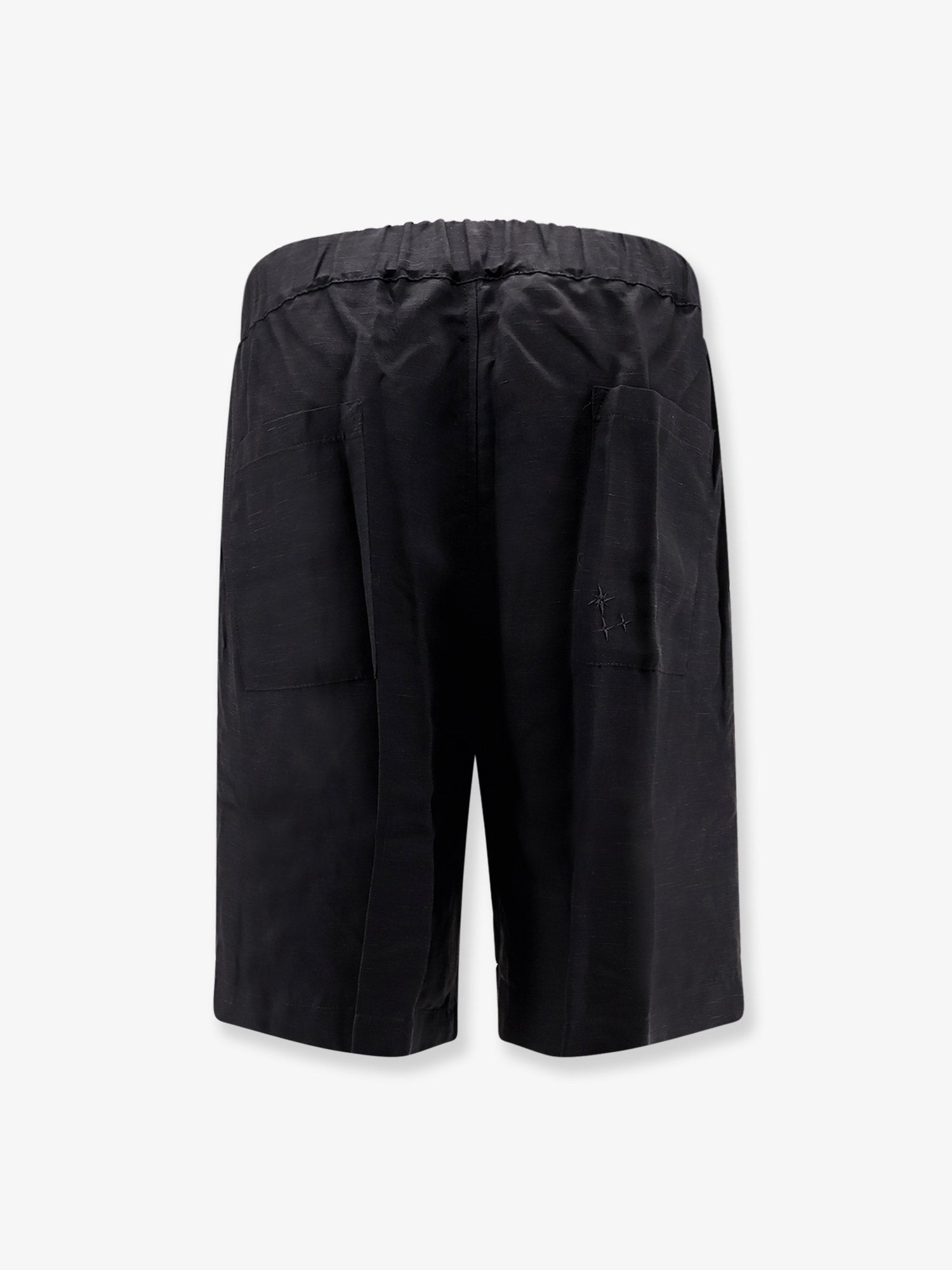 Laneus Men's Viscose and Linen Bermuda Shorts Black