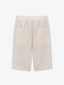 Laneus Men's Viscose and Linen Bermuda Shorts White