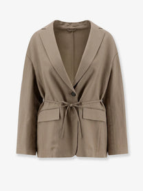 Brunello Cucinelli Women's Viscose and Linen Blend Blazer Brown
