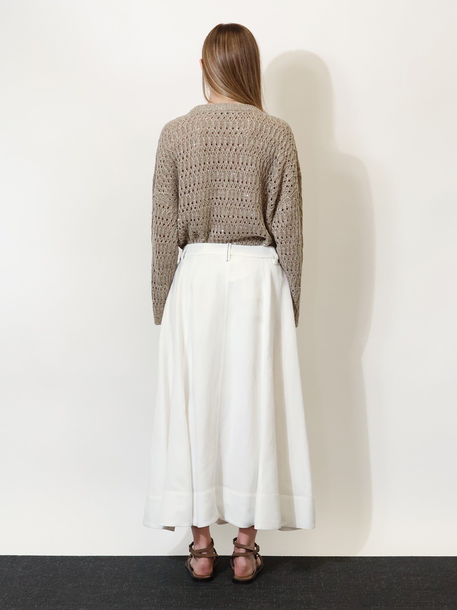 Brunello Cucinelli Women's Viscose and Linen Skirt White