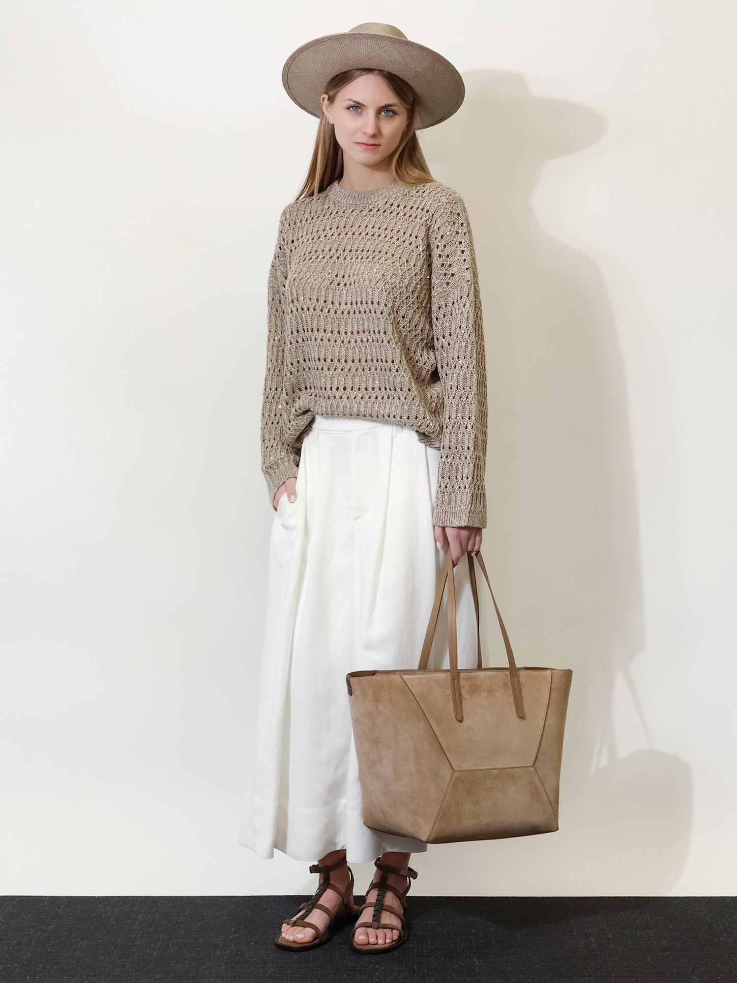 Brunello Cucinelli Women's Viscose and Linen Skirt White