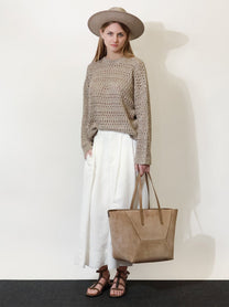 Brunello Cucinelli Women's Viscose and Linen Skirt White