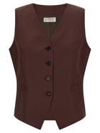 Alberto Biani Viscose and Linen Vest Brown
