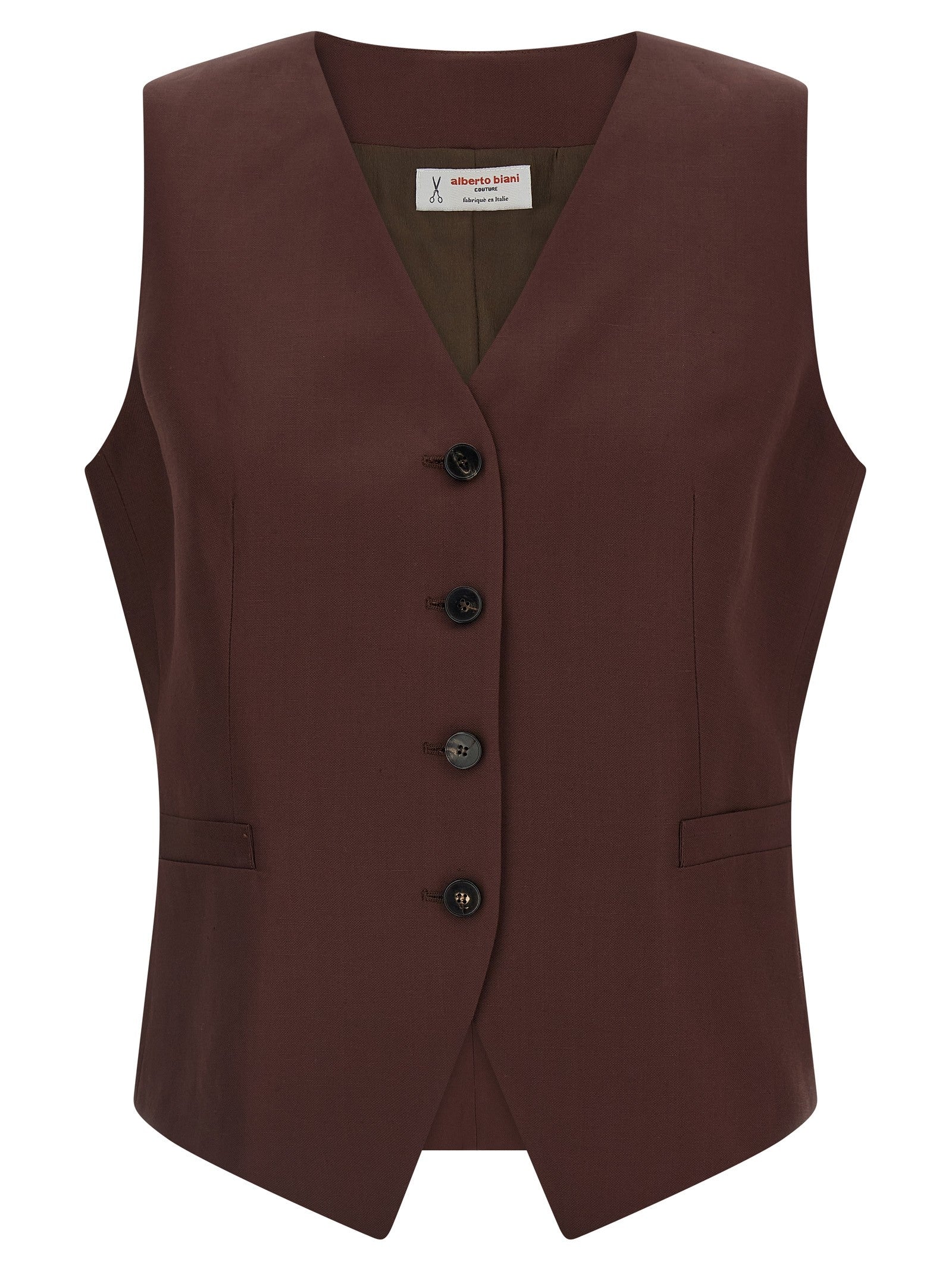 Alberto Biani Viscose and Linen Vest Brown