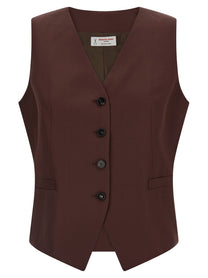 Alberto Biani Viscose and Linen Vest Brown