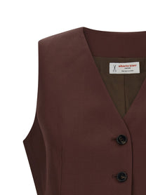 Alberto Biani Viscose and Linen Vest Brown