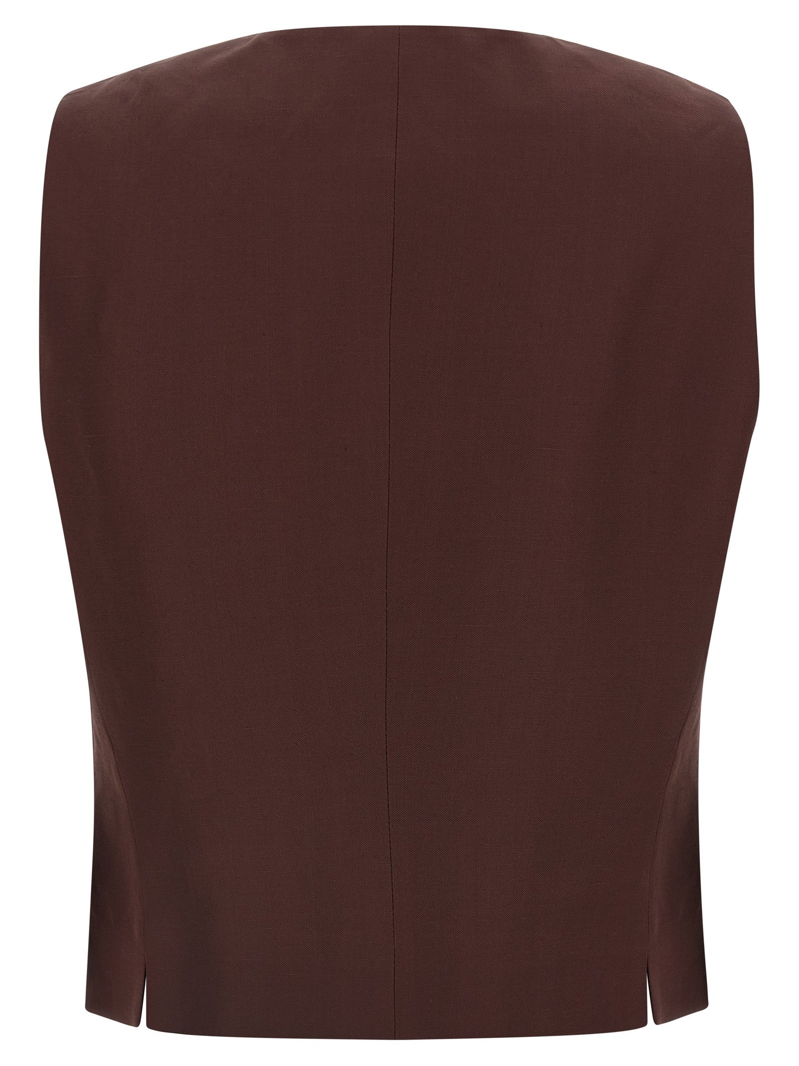 Alberto Biani Viscose and Linen Vest Brown