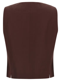 Alberto Biani Viscose and Linen Vest Brown