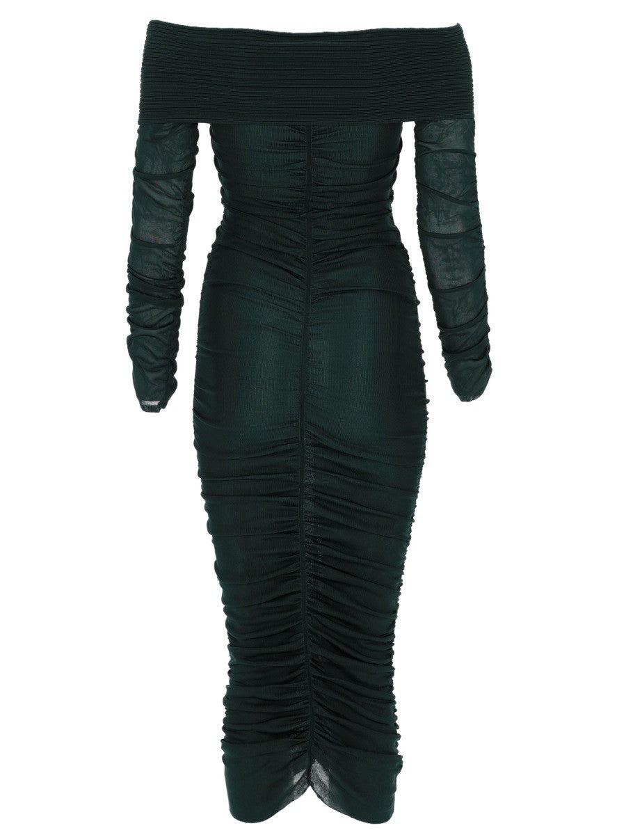 self-portrait Women's Viscose Gathered Midi Dress Green