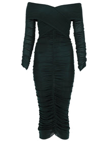 self-portrait Women's Viscose Gathered Midi Dress Green