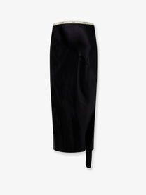 Celine Women's Viscose Satin Midi Skirt Black