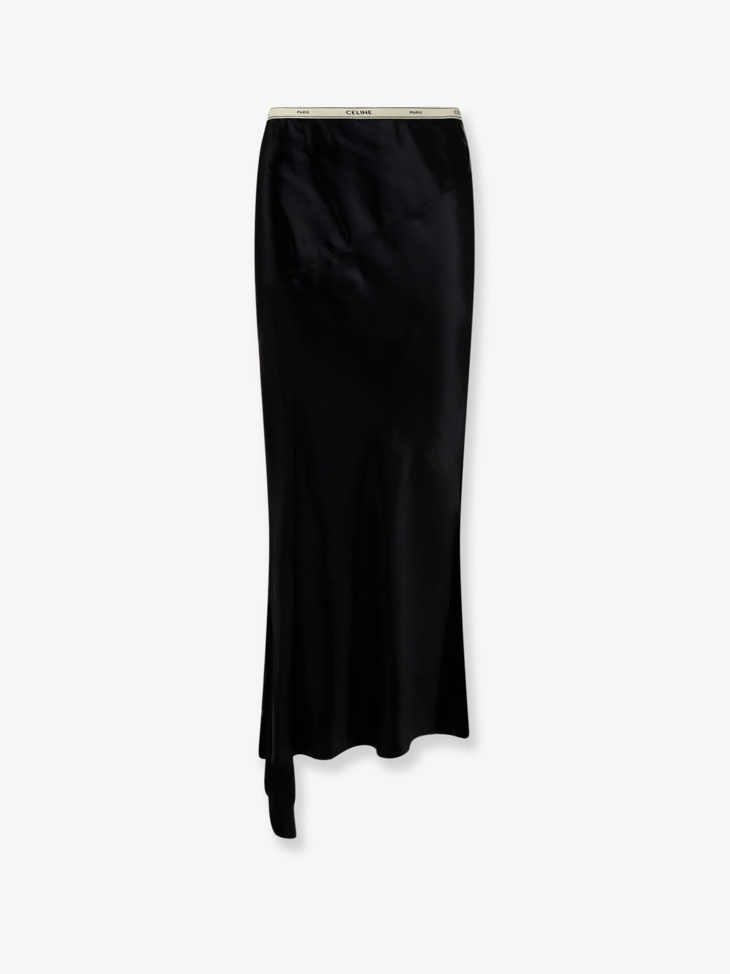 Celine Women's Viscose Satin Midi Skirt Black