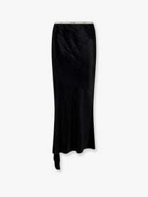 Celine Women's Viscose Satin Midi Skirt Black