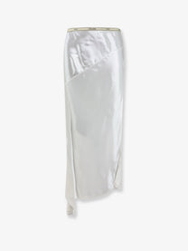 Celine Women's Viscose Satin Midi Skirt White