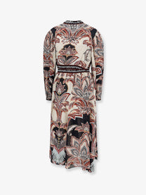 FARM Rio Women's Viscose Tapestry Dream Long Sleeve Midi Dress White
