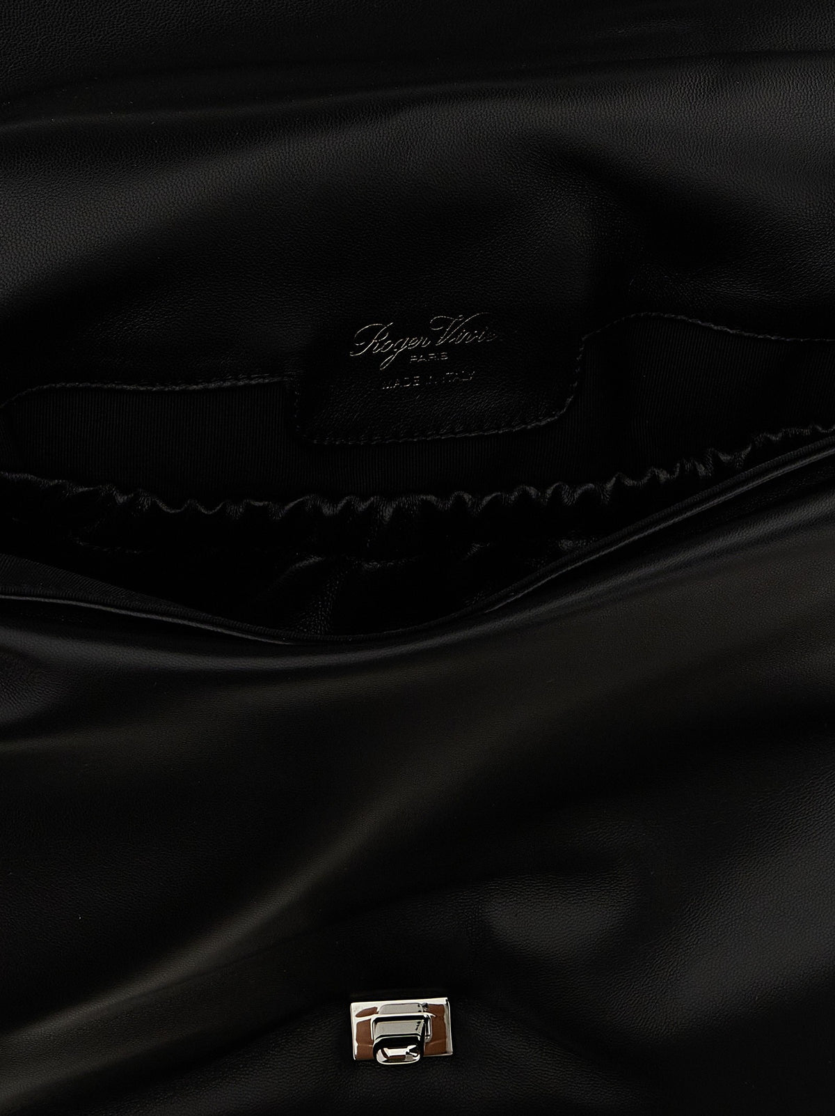 Roger Vivier Viv Choc Large Shoulder Bag Black, view 4