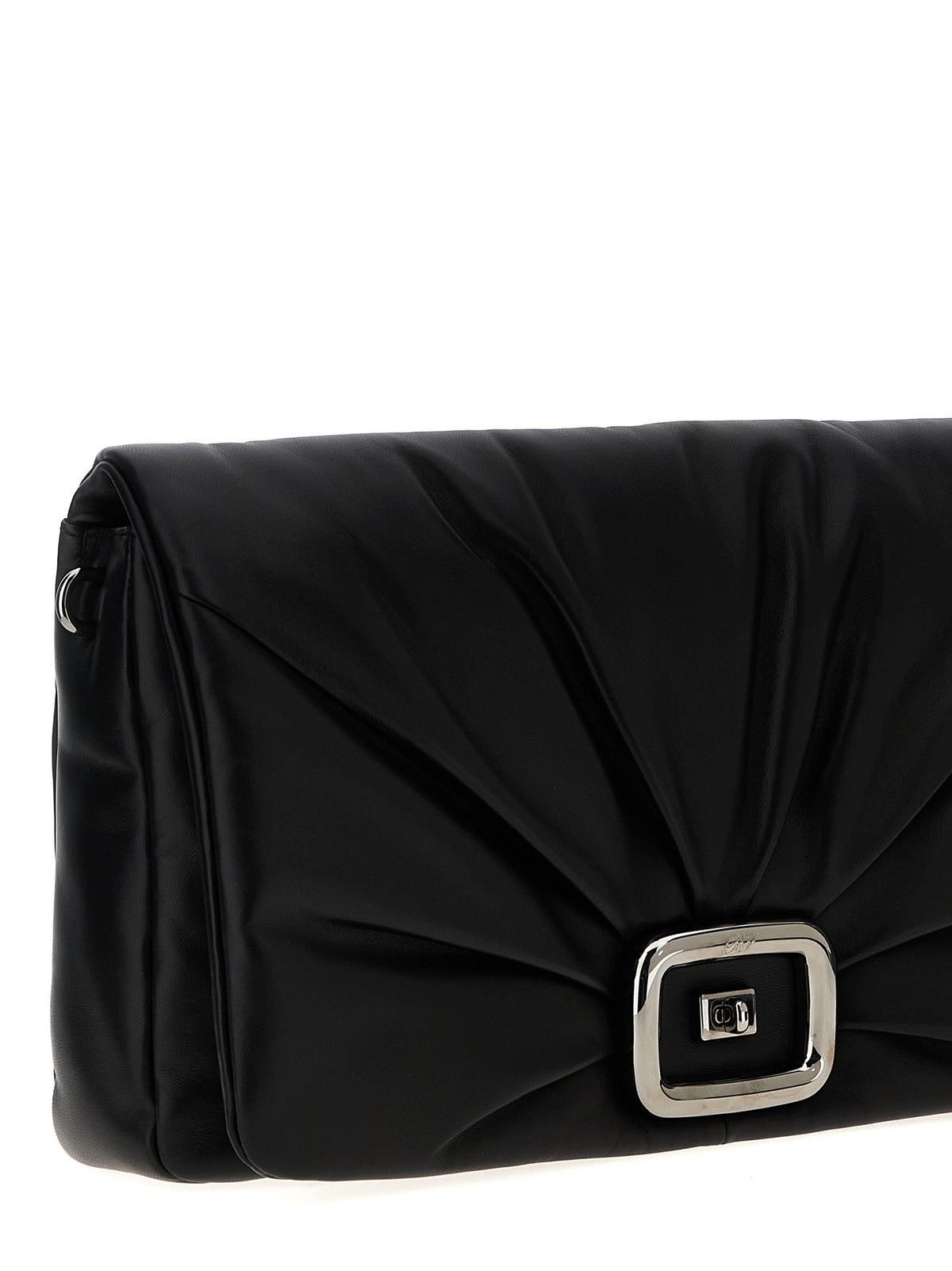 Roger Vivier Viv Choc Large Shoulder Bag Black, view 3