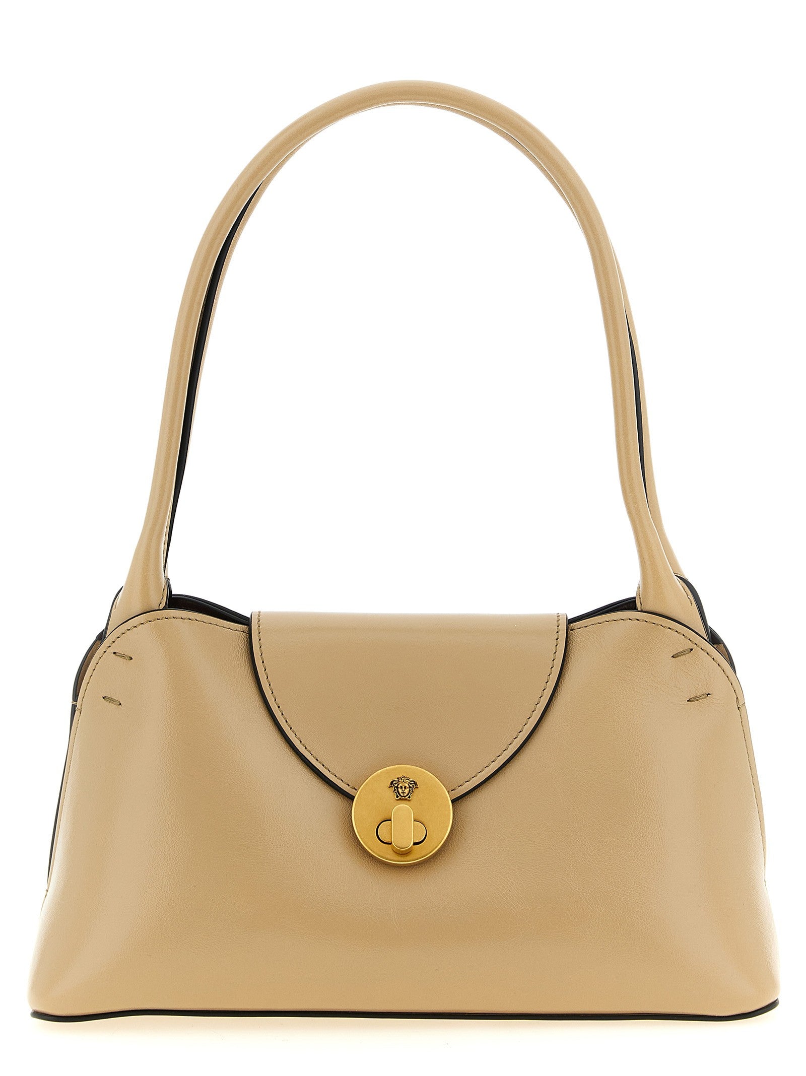 Versace Vivian Leather Shoulder Bag Beige