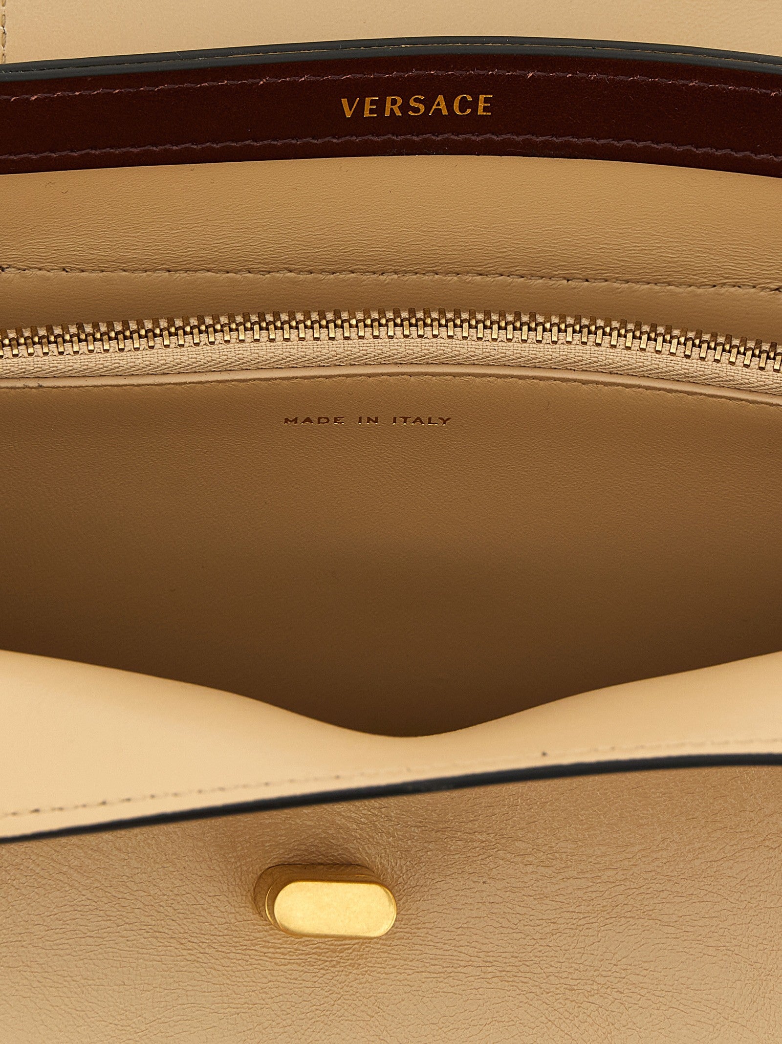 Versace Vivian Leather Shoulder Bag Beige