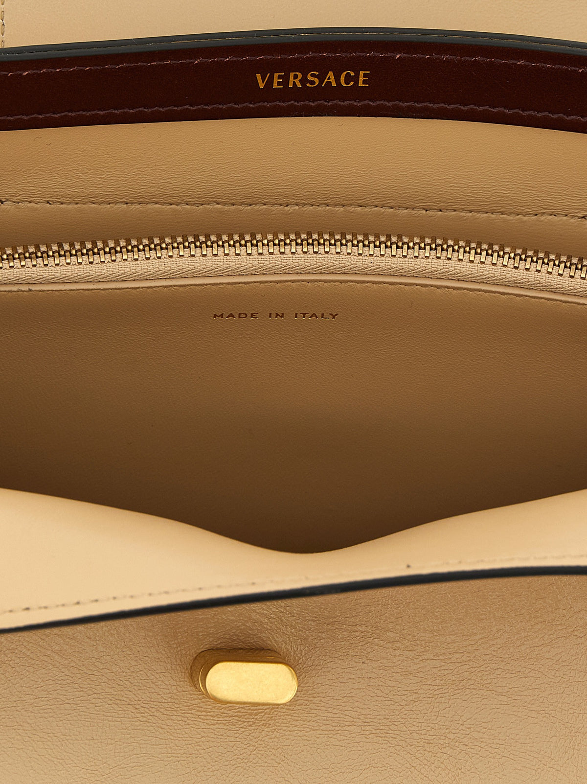 Versace Vivian Leather Shoulder Bag Beige, view 4