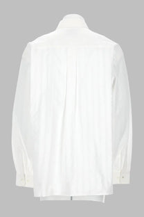 Vivienne Westwood men’s camicia Bernhard white crisp long-sleeved button-up shirt with classic collar and back pleats shown from the back