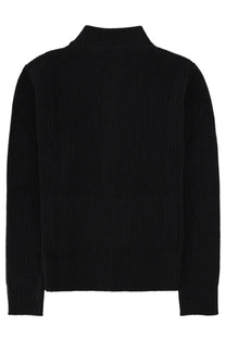 Vivienne Westwood men’s black ribbed knit turtleneck sweater made from fisherman jersey material