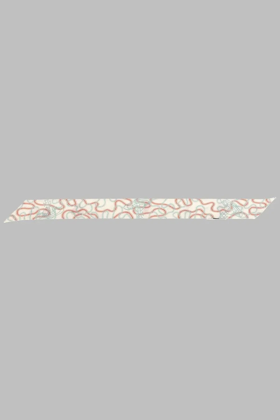Vivienne Westwood women’s cream silk scarf with red and light blue wavy line pattern beandeau flower and orbs design