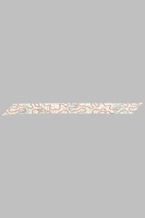 Vivienne Westwood women’s cream silk scarf with red and light blue wavy line pattern beandeau flower and orbs design