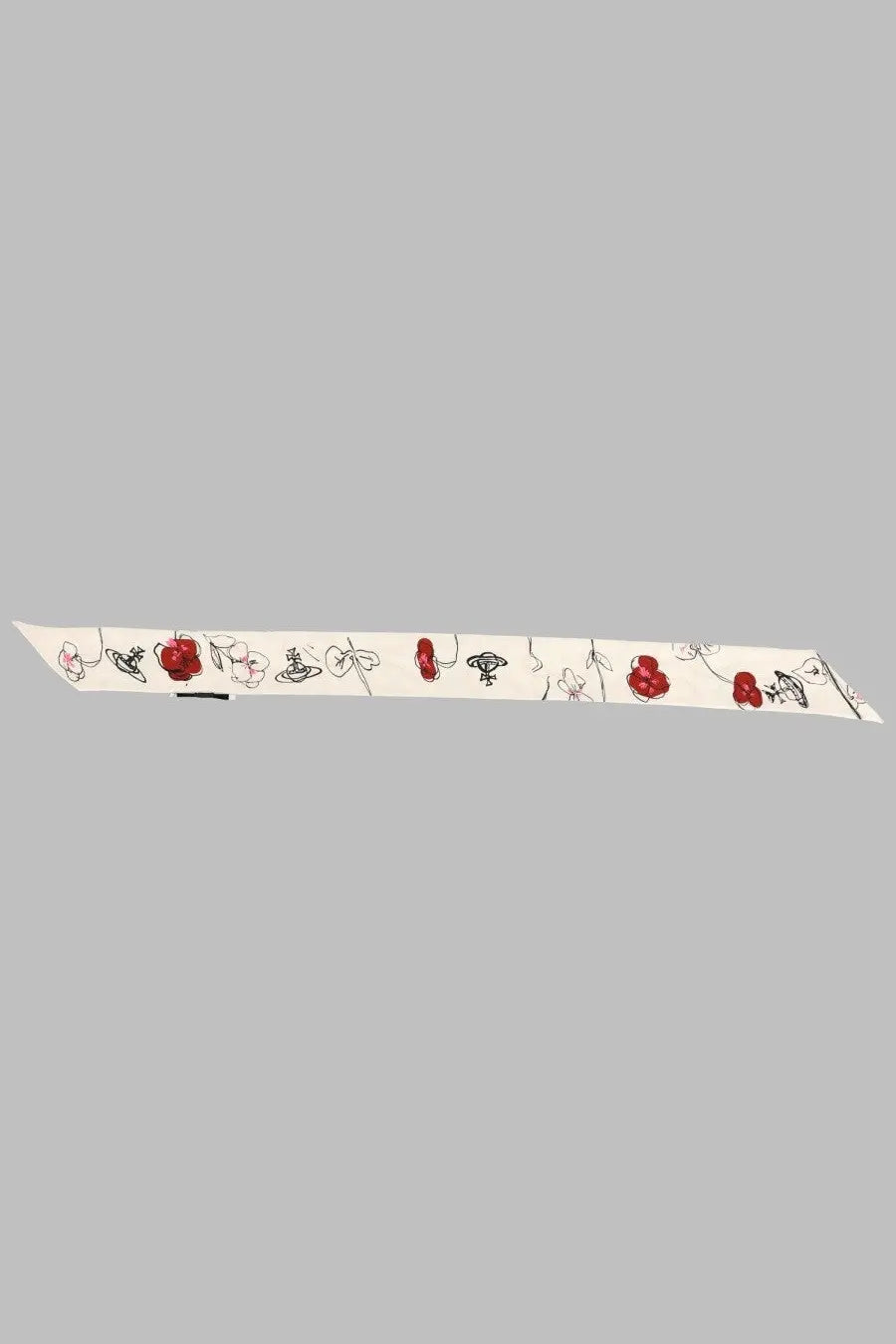 Vivienne Westwood women’s beandeau silk scarf in white with delicate red and black floral motifs
