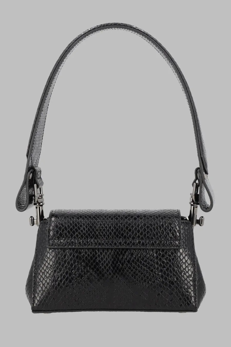 Vivienne westwood women’s borsa hazel black mini handbag with black snake-skin texture and silver hardware